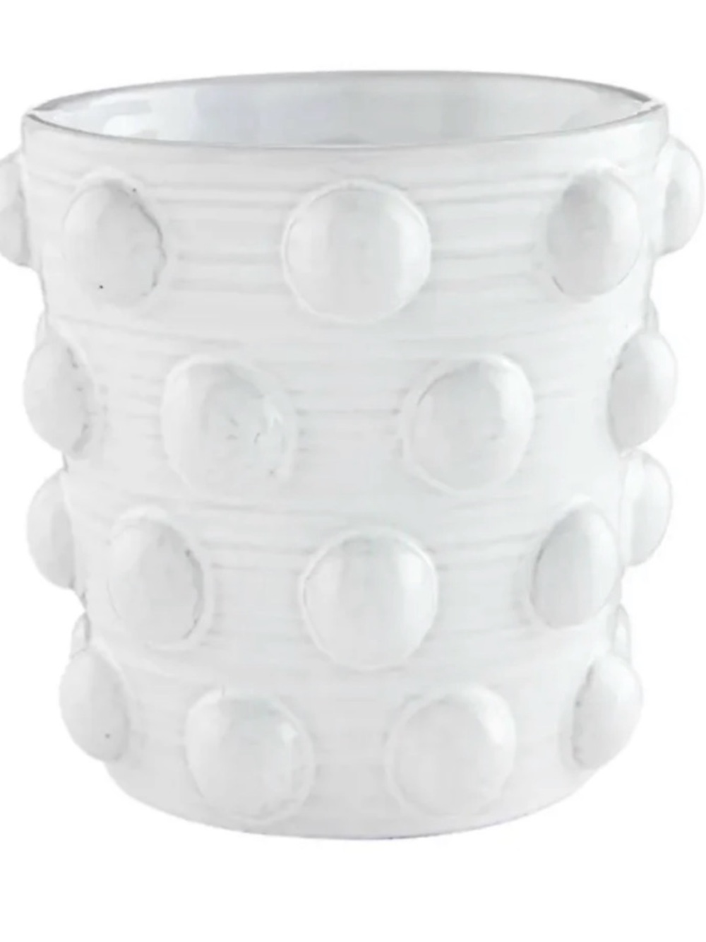 Mud Pie All Over Beaded Pot White Planter New